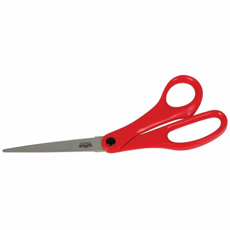 SCHOOL SMART Value Light-Weight Scissors, 8 Inches, Bent Handle, Red 085008